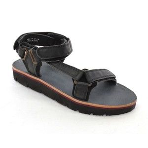 H by Hudson Calypso Black Leather Sport Sandals 38 New